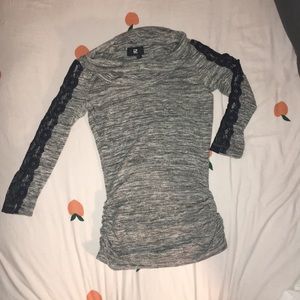 Grey blouse with slouchy turtle neck